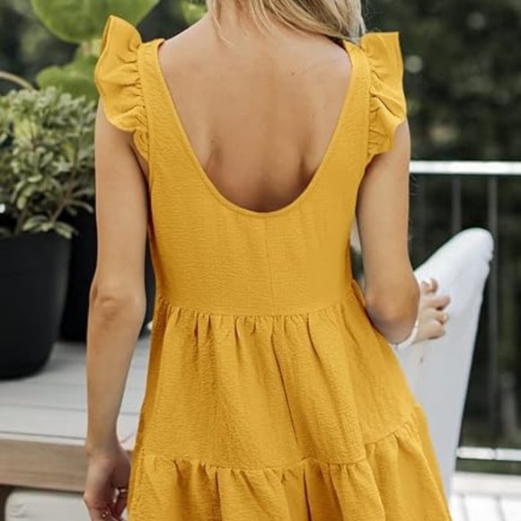 Women's Casual Wide Leg Ruffle Loose Jumpsuit Medium Size - Picture 3 of 17